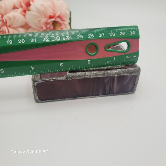 Purple Lead Stained Glass Trinket Dish or Business Card Holder - Picture 9 of 11